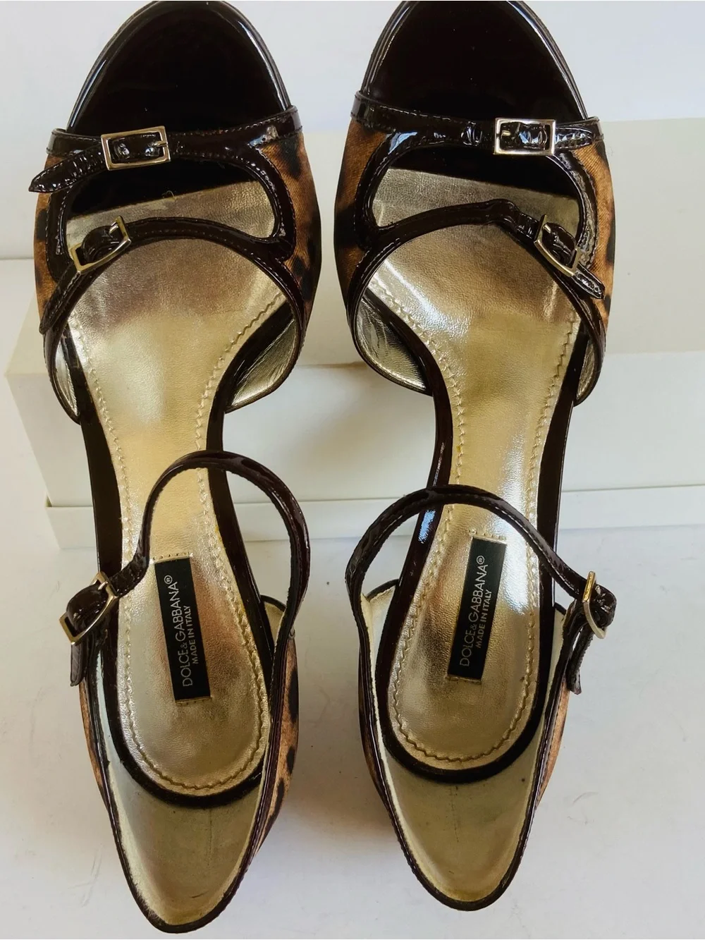 Dolce & Gabbana brown black animal print heels 37.5